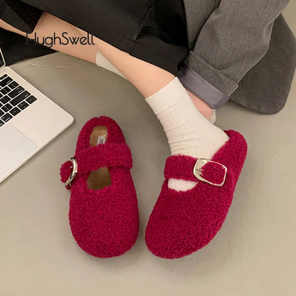 Warme Lammwoll Mary Jane Ballerinas