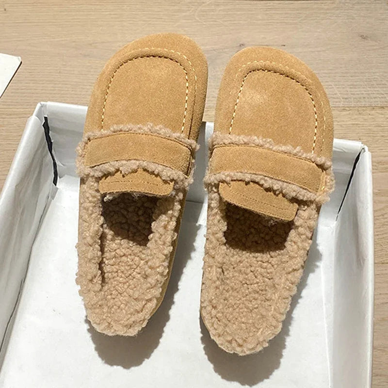 Gemütliche Winter-Leder-Flauschslipper