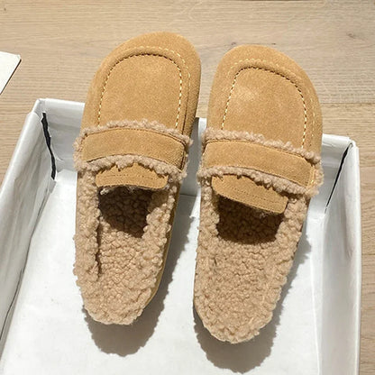 Gemütliche Winter-Leder-Flauschslipper