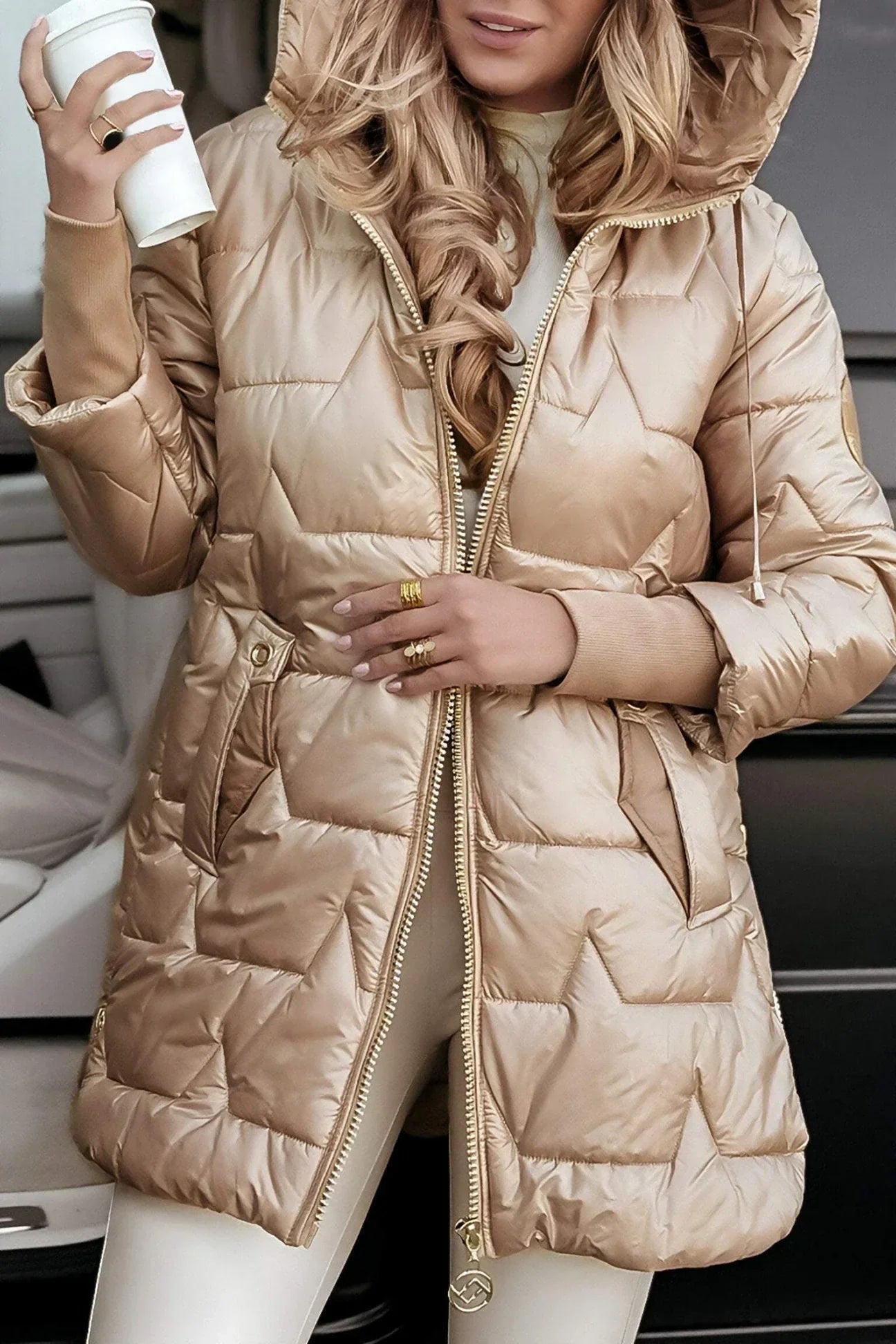 Katie | Elegant Hooded Winter Coat with Padding