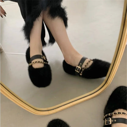 Schicke Mary Jane Fellflats
