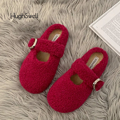 Warme Lammwoll Mary Jane Ballerinas
