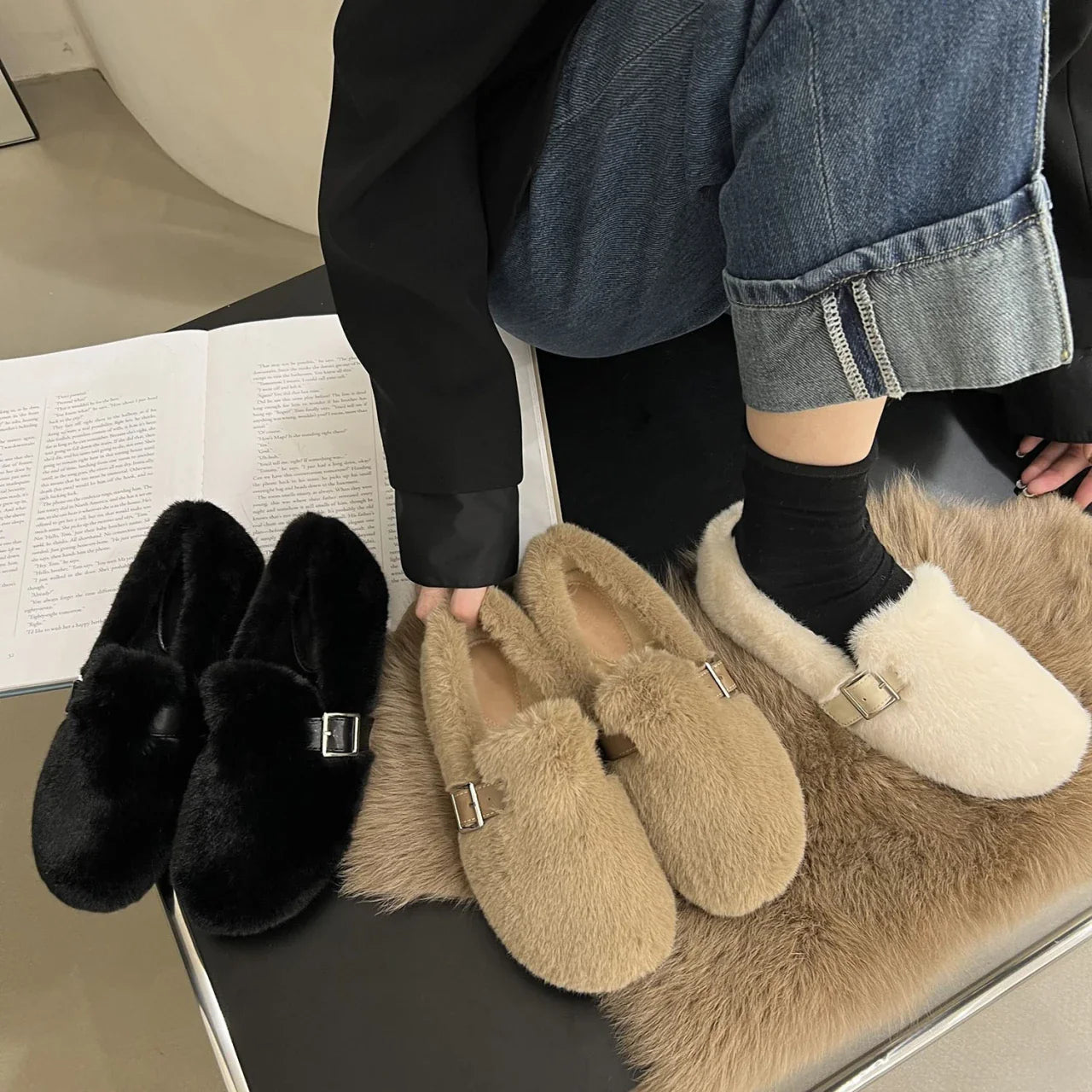 Gemütliche Winter-Fell-Slipper
