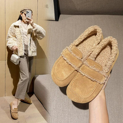 Gemütliche Winter-Leder-Flauschslipper