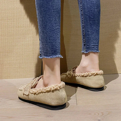 Gemütliche Winter-Leder-Flauschslipper