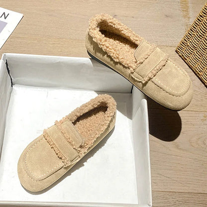 Gemütliche Winter-Leder-Flauschslipper