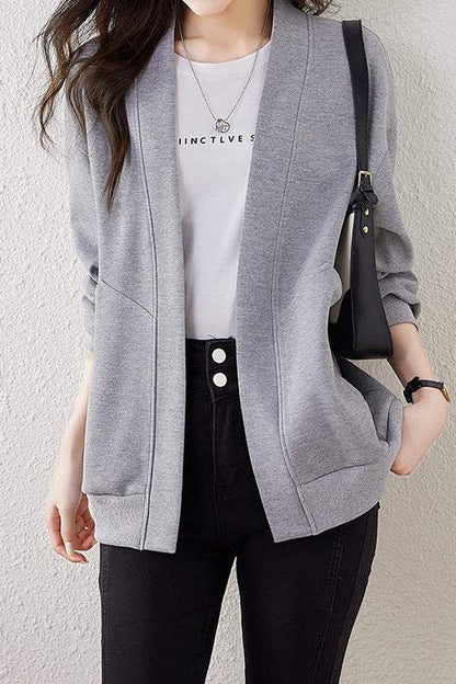 Boyfriend Style Lockere V-Ausschnitt Cardigan Sweatshirt