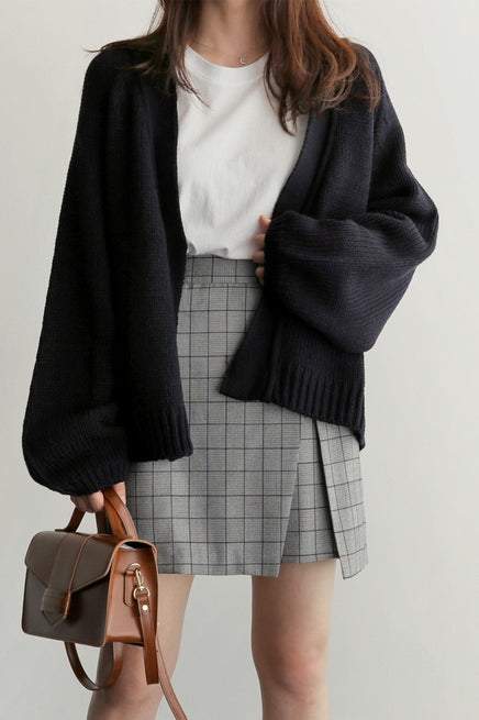 Volumen Raglan Offene Strickjacke - 3 Farben verfügbar