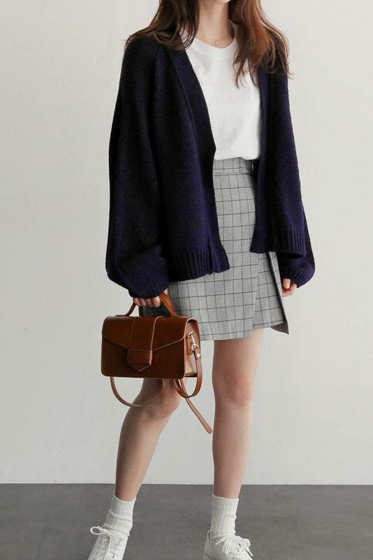 Volumen Raglan Offene Strickjacke - 3 Farben verfügbar