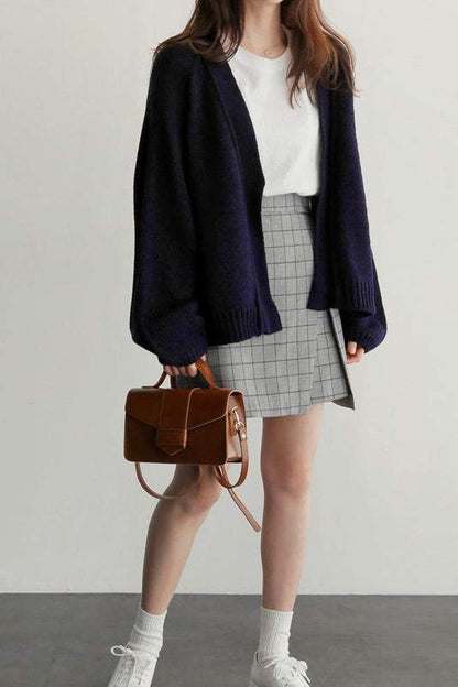 Volumen Raglan Offene Strickjacke - 3 Farben verfügbar