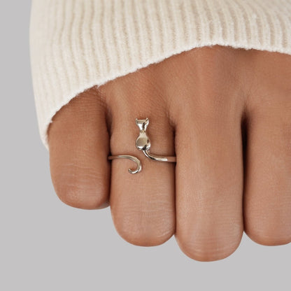 Bague en argent "Midnight Cat" (chat de minuit)
