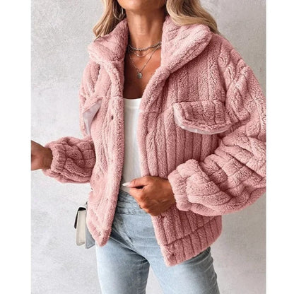 Gerippte Kunstpelz Truckerjacke