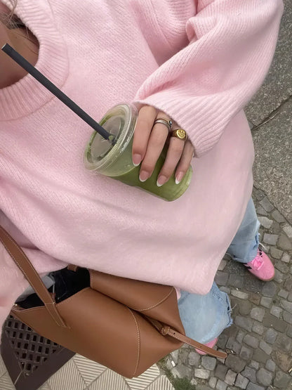 FEMMEHAUS Gemütlicher Bequemer Pinker Pullover