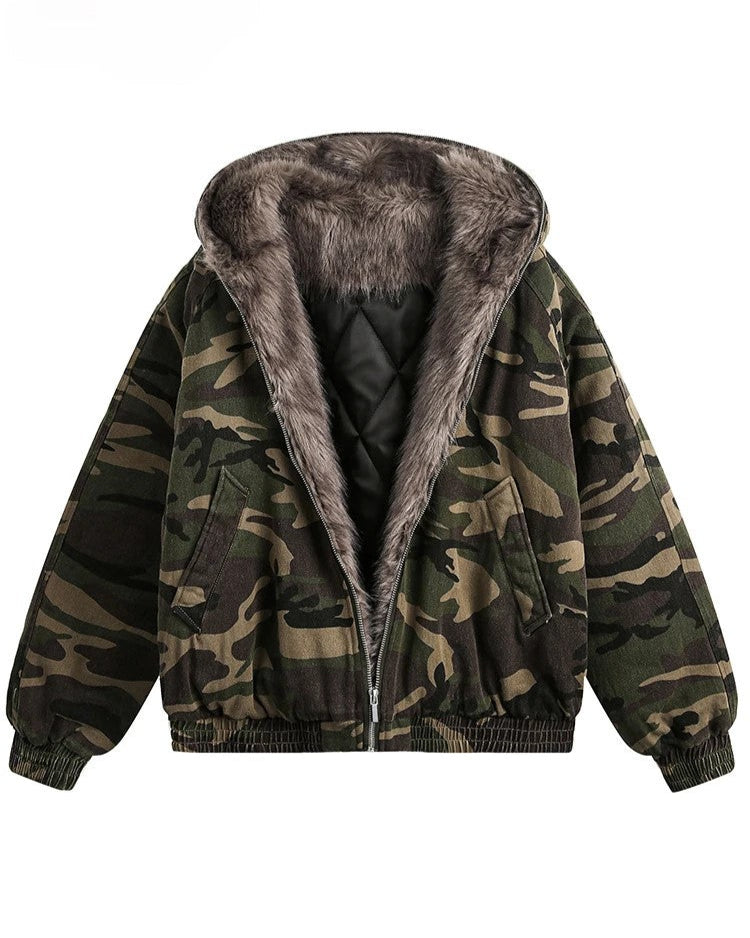 Fleecegefütterte Camouflage-Jacke