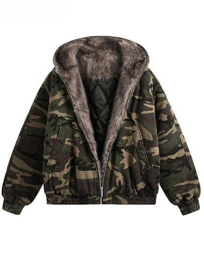 Fleecegefütterte Camouflage-Jacke