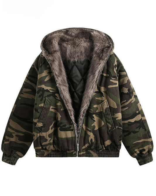 Fleecegefütterte Camouflage-Jacke