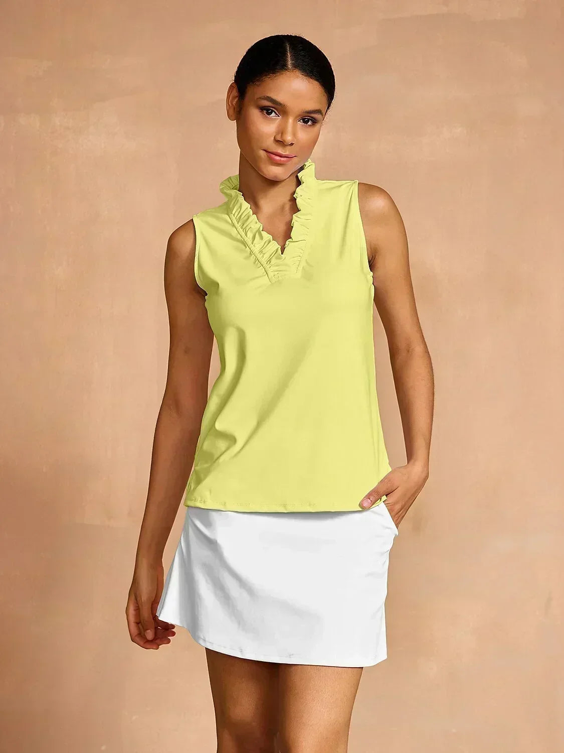Mehr als nur ein Basic Rüschen V-Ausschnitt Tanktop UPF50+